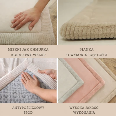 HAKUNA MATTE Mata piankowa dla dzieci Dywan do pokoju dziecięcego Coral Velvet z pianką memory 150 x 80 cm beżowy