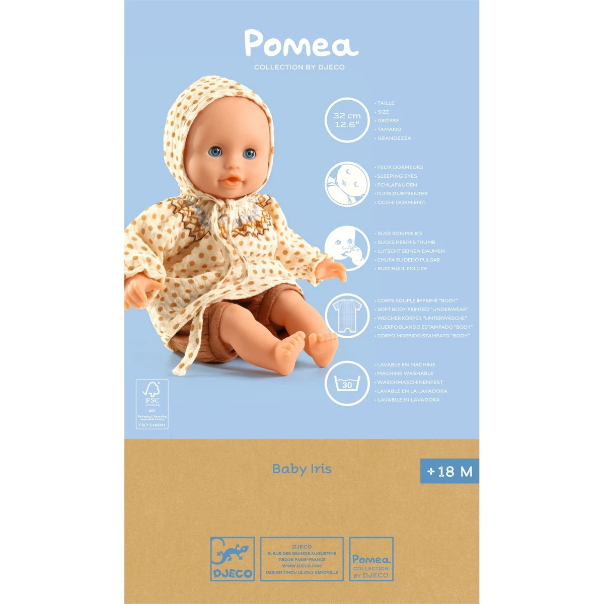 DJECO Lalka BABY IRIS 32 cm KOLEKCJA POMEA