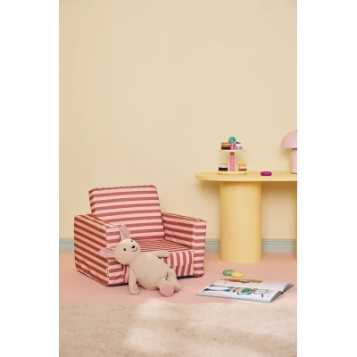 KID'S CONCEPT rozkładany fotel w paski clay pink