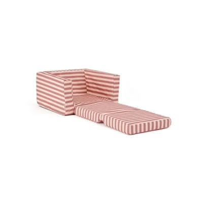KID'S CONCEPT rozkładany fotel w paski clay pink