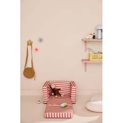 KID'S CONCEPT rozkładany fotel w paski clay pink