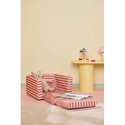 KID'S CONCEPT rozkładany fotel w paski clay pink