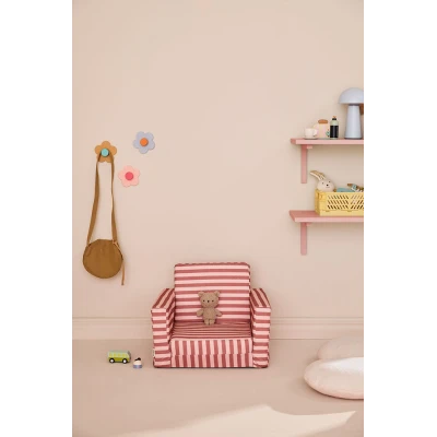KID'S CONCEPT rozkładany fotel w paski clay pink