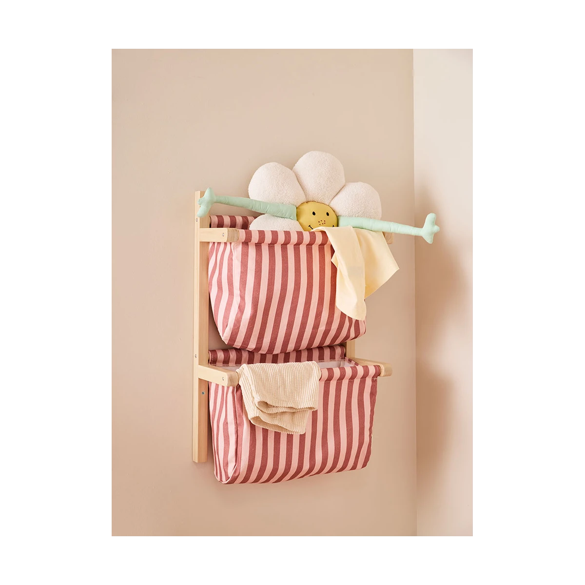 KID'S CONCEPT półka ścienna materiałowa w paski clay pink