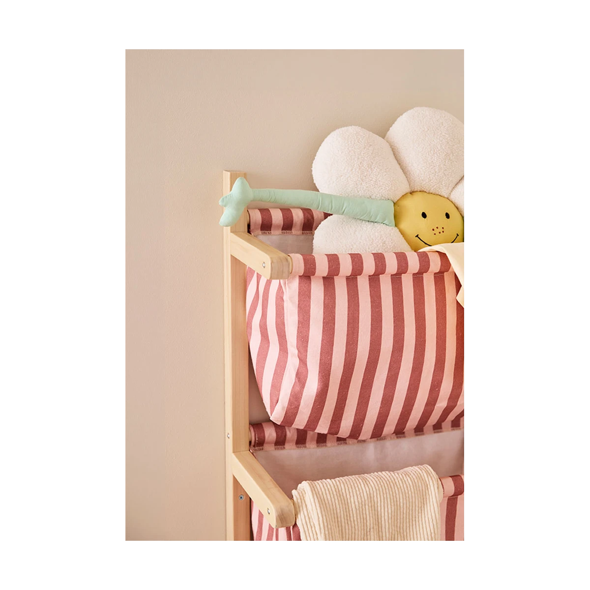 KID'S CONCEPT półka ścienna materiałowa w paski clay pink