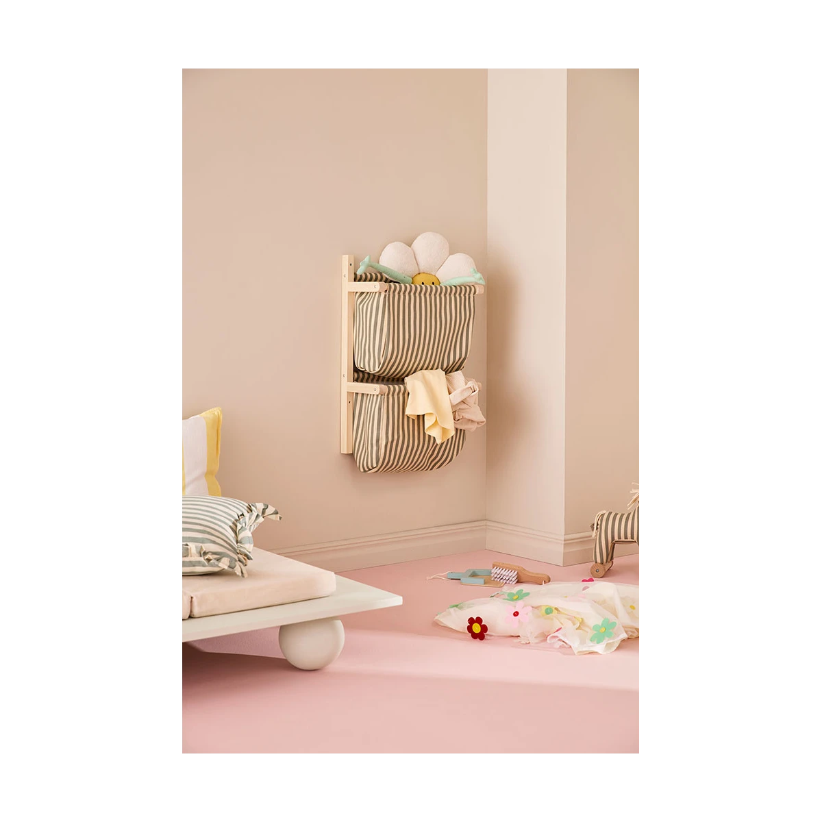 KID'S CONCEPT półka ścienna materiałowa w paski zielona