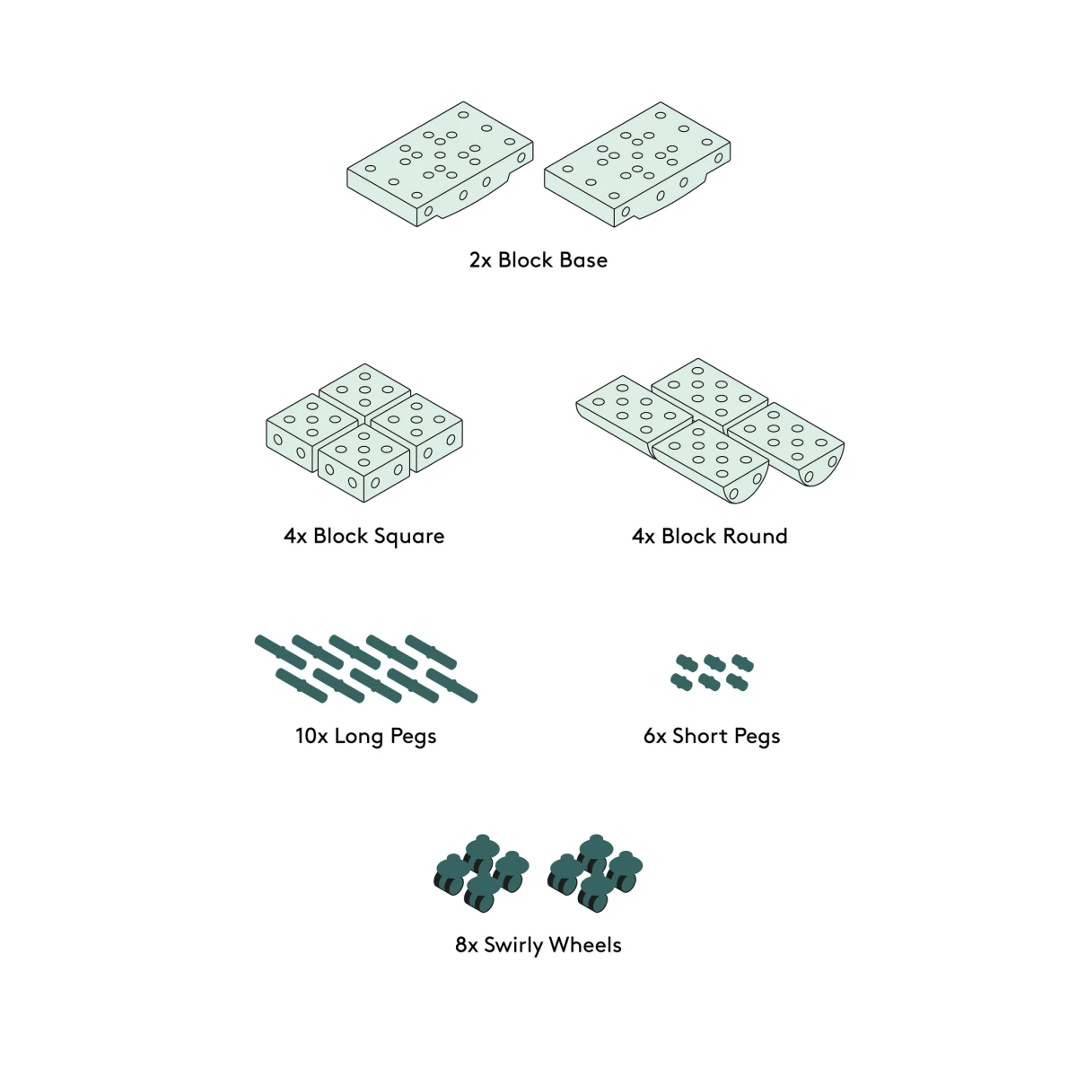 MODU Education set mały – kreatywne klocki rozwijające motorykę dużą ocean mint / forest green