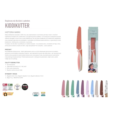 KiddiKutter Bezpieczny nóż do nauki krojenia dla dzieci BLUE LAGOON kolekcja GELATO lekki