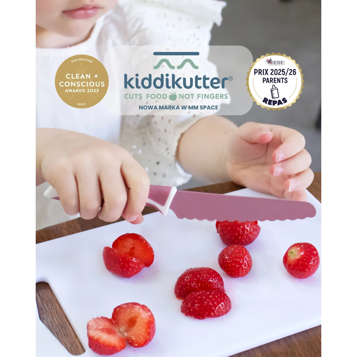 KiddiKutter Bezpieczny nóż do nauki krojenia dla dzieci LEMON CREAM kolekcja GELATO lekki