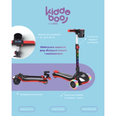 KiddobooTrecyclo Hulajnoga Elektryczna 3-kołowa dla Dzieci 3+ Black