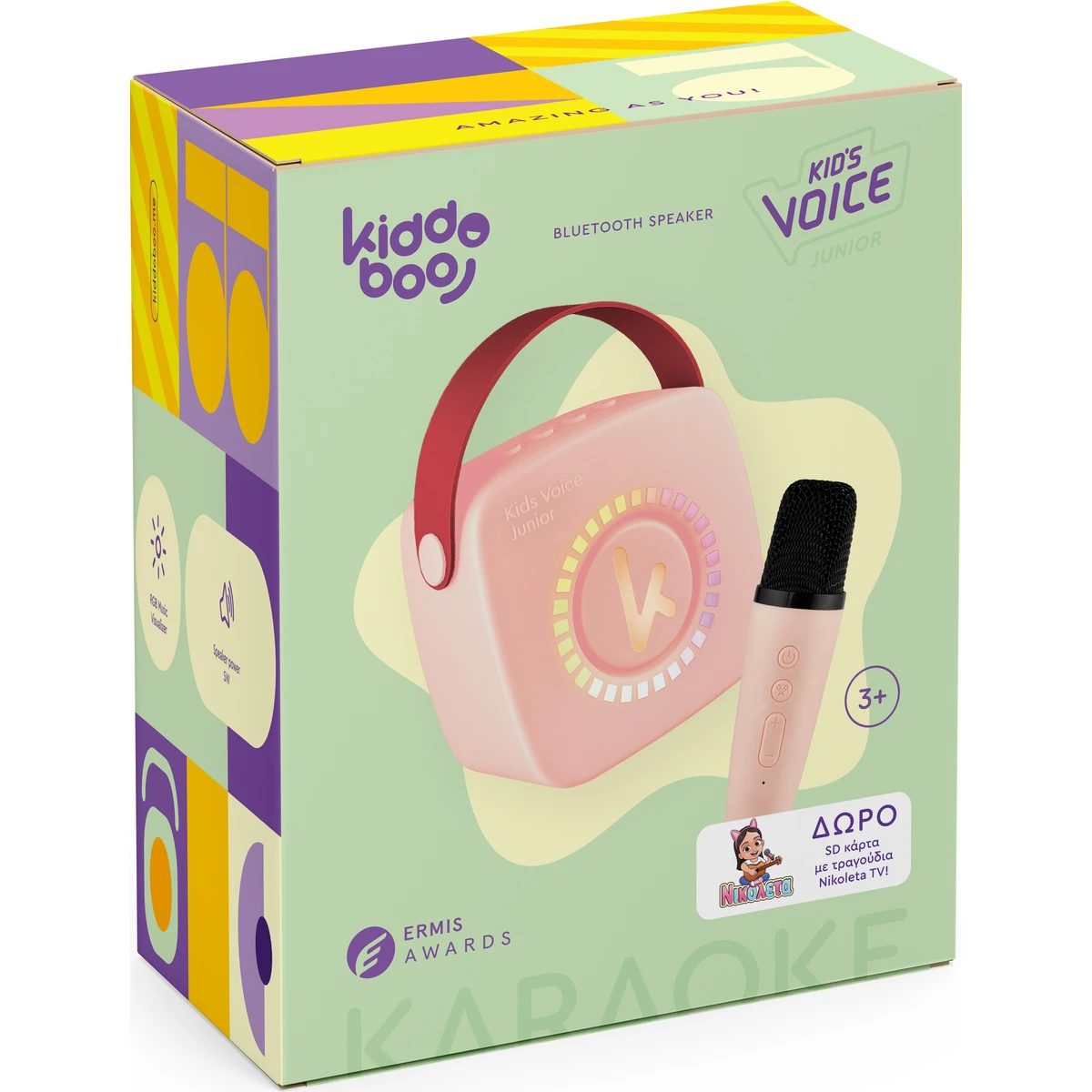 Kiddoboo mini zestaw karaoke głośnik Pink 3+