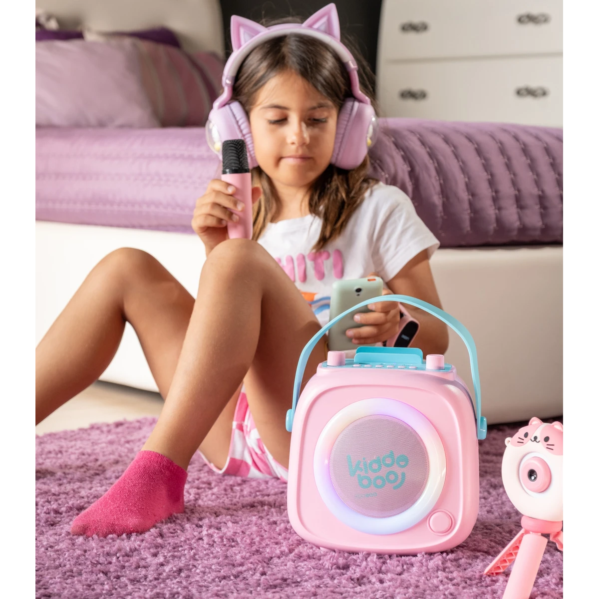 Kiddoboo zestaw karaoke głośnik KidsVoice różowy 3+