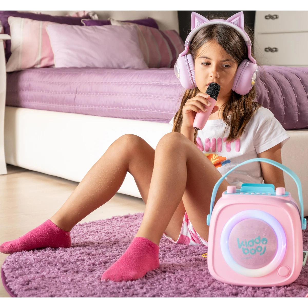 Kiddoboo zestaw karaoke głośnik KidsVoice różowy 3+