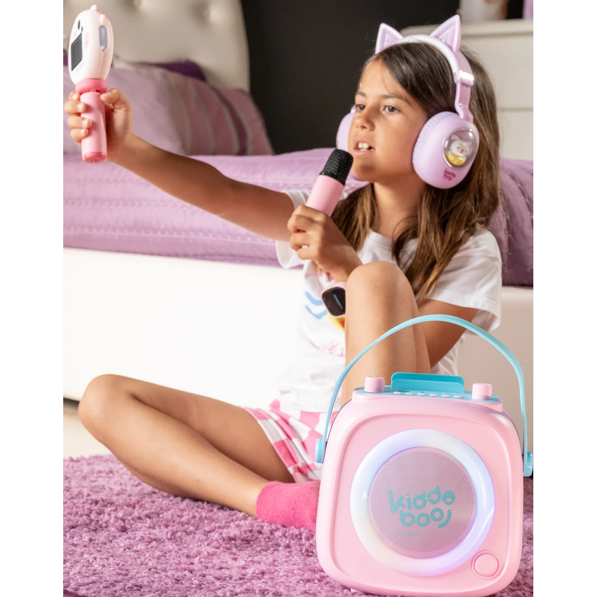 Kiddoboo zestaw karaoke głośnik KidsVoice różowy 3+