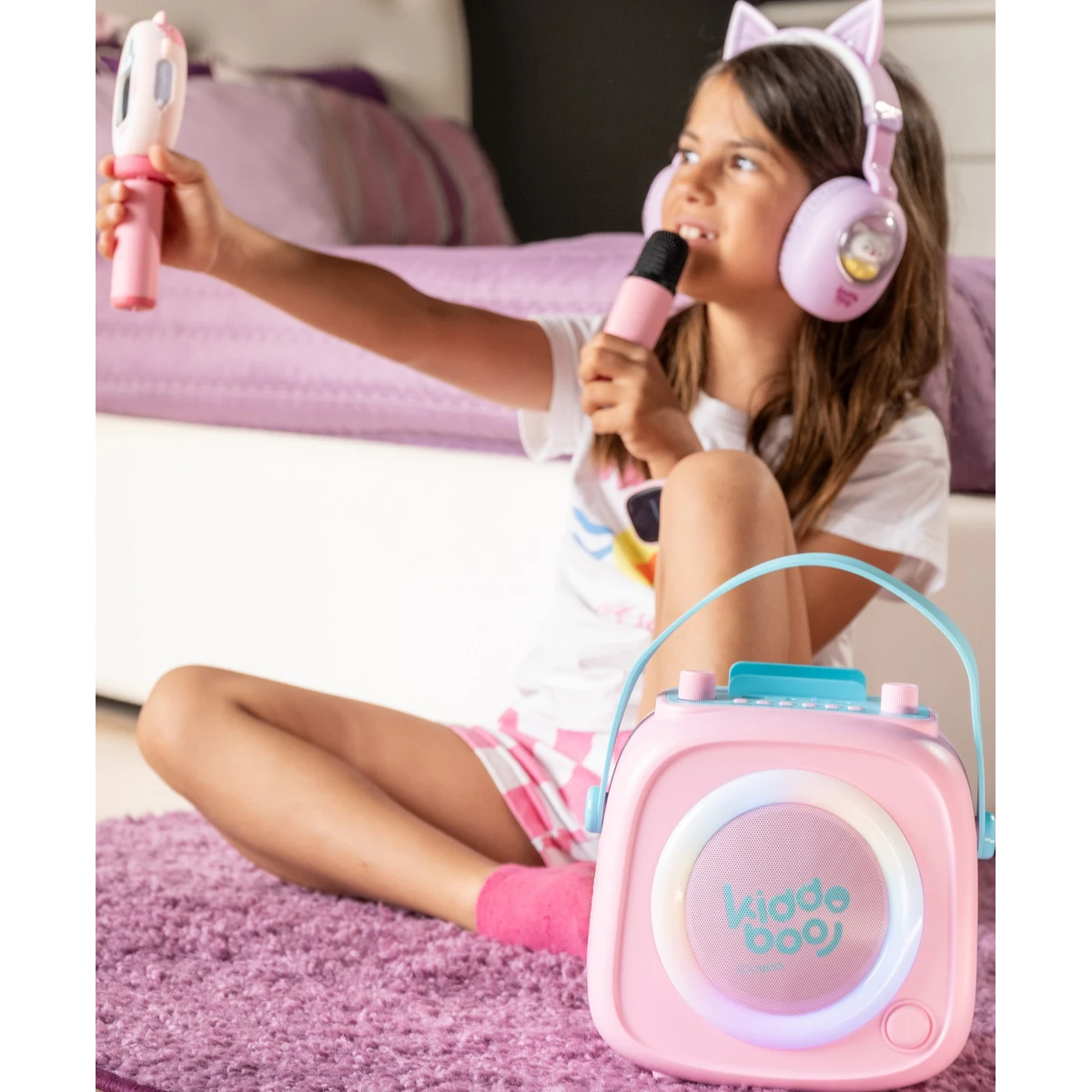 Kiddoboo zestaw karaoke głośnik KidsVoice różowy 3+