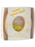 Petit Boum Drewniana zabawka sensoryczna do rączki Donut Calm Żółty 6m+