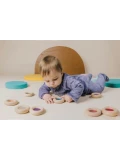 Petit Boum Drewniana zabawka sensoryczna do rączki Donut Calm Żółty 6m+