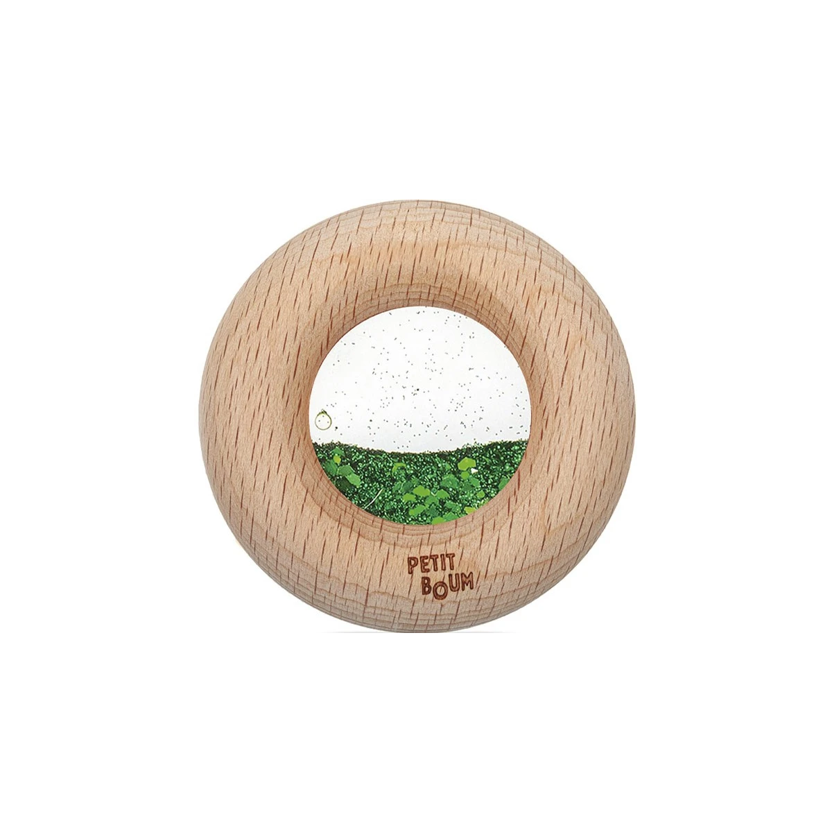 Petit Boum Drewniana zabawka sensoryczna do rączki Donut Calm Zielony 6m+