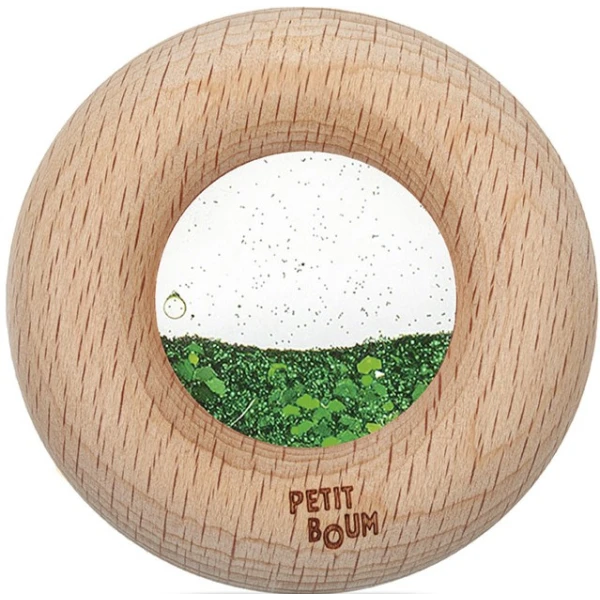 Petit Boum Drewniana zabawka sensoryczna do rączki Donut Calm Zielony 6m+