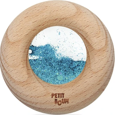 Petit Boum Drewniana zabawka sensoryczna do rączki Donut Calm Turkusowy 6m+