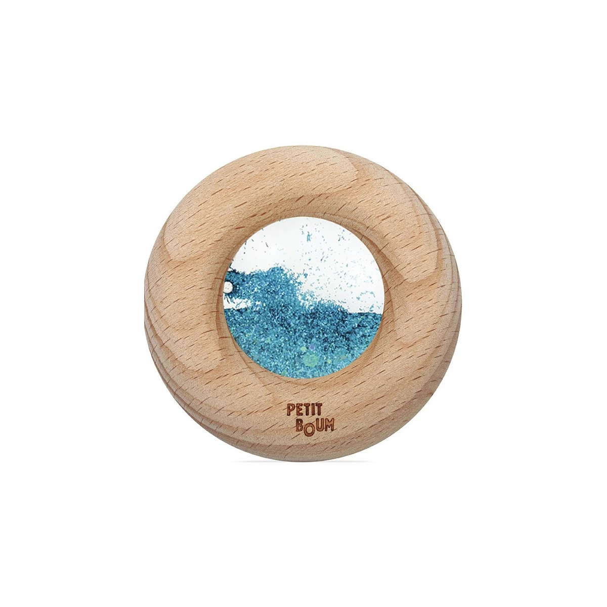 Petit Boum Drewniana zabawka sensoryczna do rączki Donut Calm Turkusowy 6m+