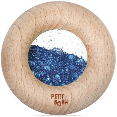 Petit Boum Drewniana zabawka sensoryczna do rączki Donut Calm Niebieski 6m+