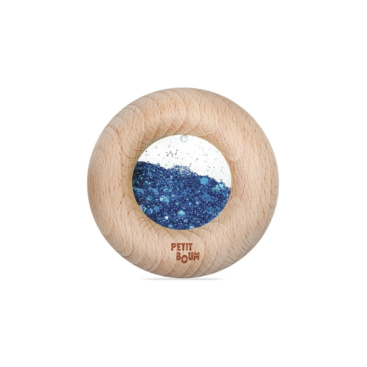 Petit Boum Drewniana zabawka sensoryczna do rączki Donut Calm Niebieski 6m+