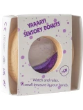 Petit Boum Drewniana zabawka sensoryczna do rączki Donut Calm Fioletowy 6m+