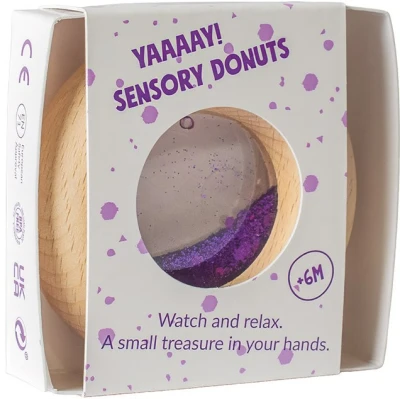 Petit Boum Drewniana zabawka sensoryczna do rączki Donut Calm Fioletowy 6m+