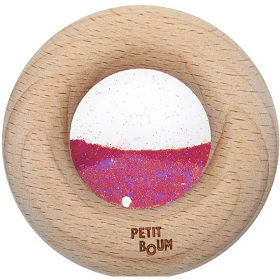 Petit Boum Drewniana zabawka sensoryczna do rączki Donut Calm Różowy 6m+