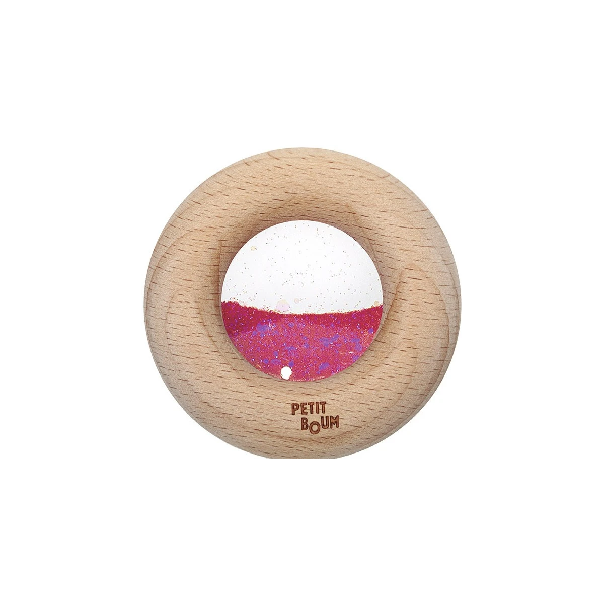 Petit Boum Drewniana zabawka sensoryczna do rączki Donut Calm Różowy 6m+