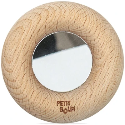 Petit Boum Drewniana zabawka sensoryczna do rączki Reflect Donut- świat odbić 6m+