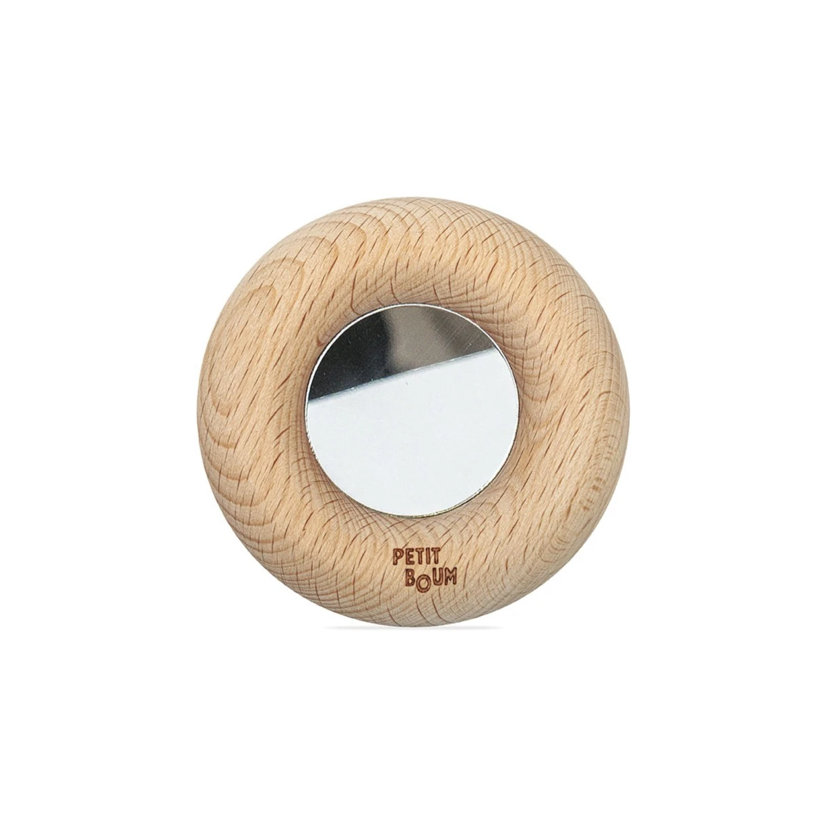 Petit Boum Drewniana zabawka sensoryczna do rączki Reflect Donut- świat odbić 6m+