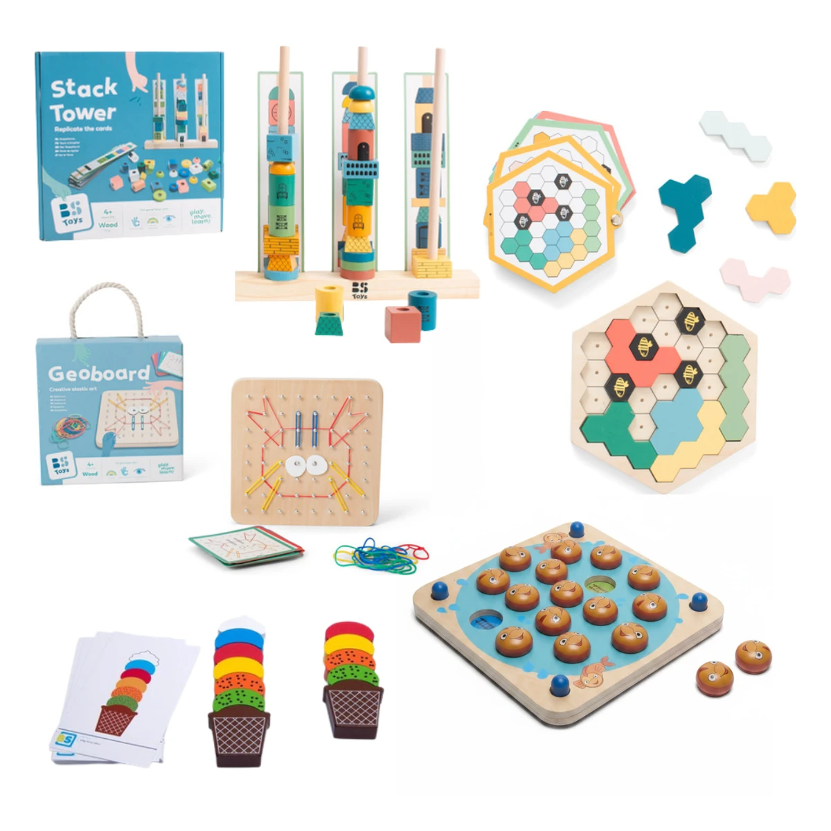 BS Toys Zestaw 5 Gier Edukacyjnych Single Player Kup 4 1 Gratis 4-8 LAT