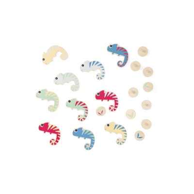 BS Toys Kameleon Drewniana gra pamięciowa 3 Poziomy Trudności | FSC® 4+