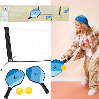 BS Toys Zestaw do Pickleballa dla Dzieci i Dorosłych – 2 Rakietki Drewniane + Siatka + Piłki + Torba | FSC® | wiek 8+