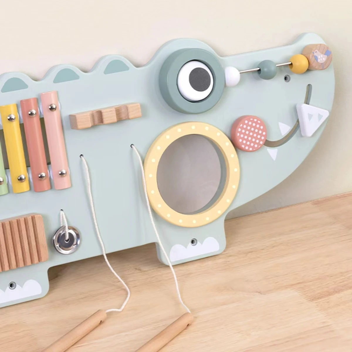 TOOKY TOY Drewniana Tablica Manipulacyjna Krokodyl 3 el.