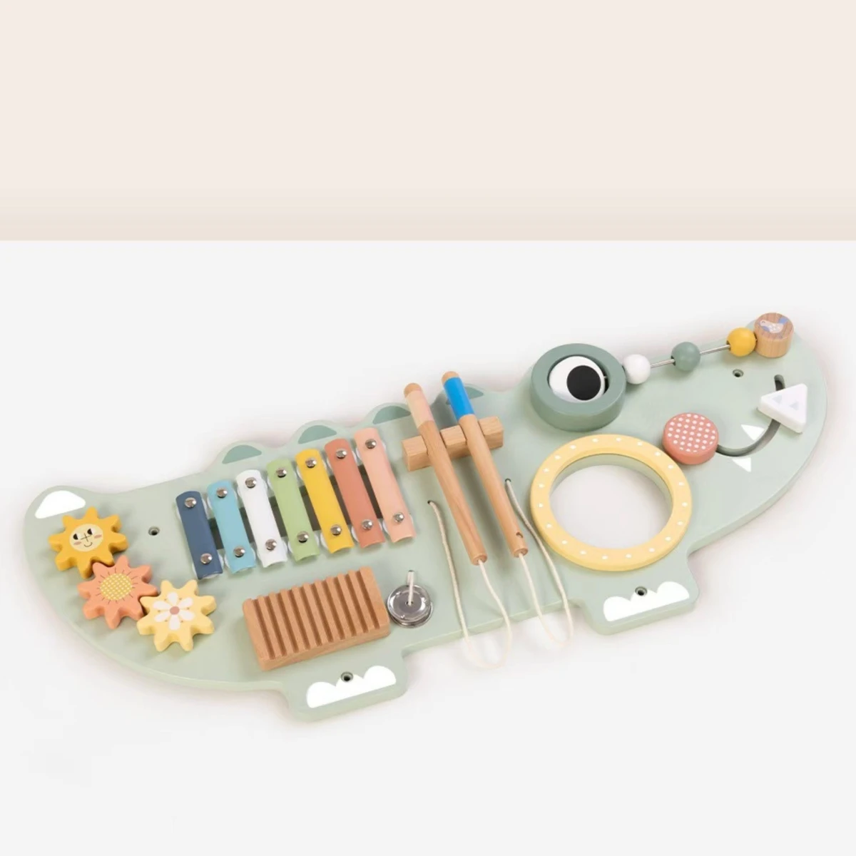 TOOKY TOY Drewniana Tablica Manipulacyjna Krokodyl 3 el.