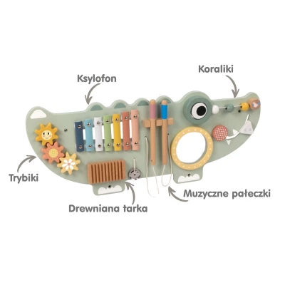 TOOKY TOY Drewniana Tablica Manipulacyjna Krokodyl 3 el.