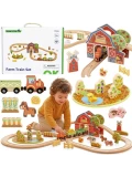 TOOKY TOY Drewniana Kolejka Farma Zestaw 48 el.
