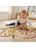 TOOKY TOY Drewniana Kolejka Farma Zestaw 48 el.
