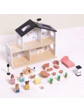 TOOKY TOY Drewniany Domek dla Lalek z Akcesoriami i Rodzinką 20 el.