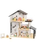 TOOKY TOY Drewniana Rezydencja dla Lalek 25 Elementów