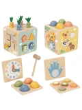 TOOKY TOY Drewniana Wiosenna Kostka Edukacyjna 5w1