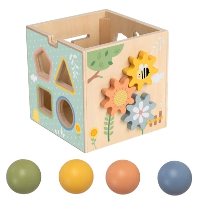 TOOKY TOY Drewniana Wiosenna Kostka Edukacyjna 5w1