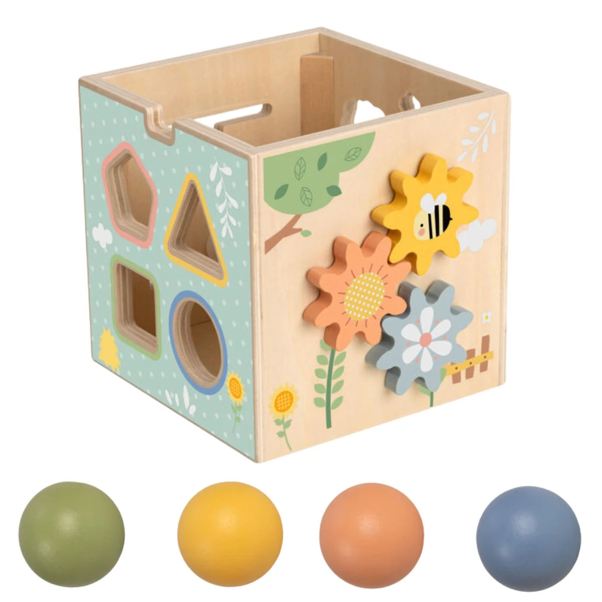 TOOKY TOY Drewniana Wiosenna Kostka Edukacyjna 5w1