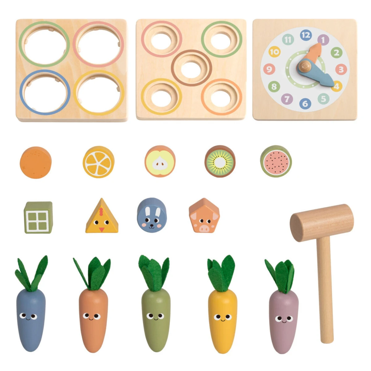 TOOKY TOY Drewniana Wiosenna Kostka Edukacyjna 5w1
