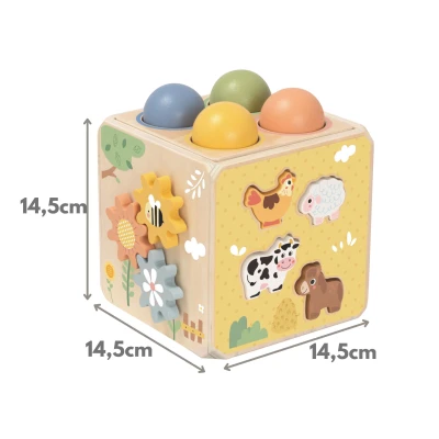 TOOKY TOY Drewniana Wiosenna Kostka Edukacyjna 5w1