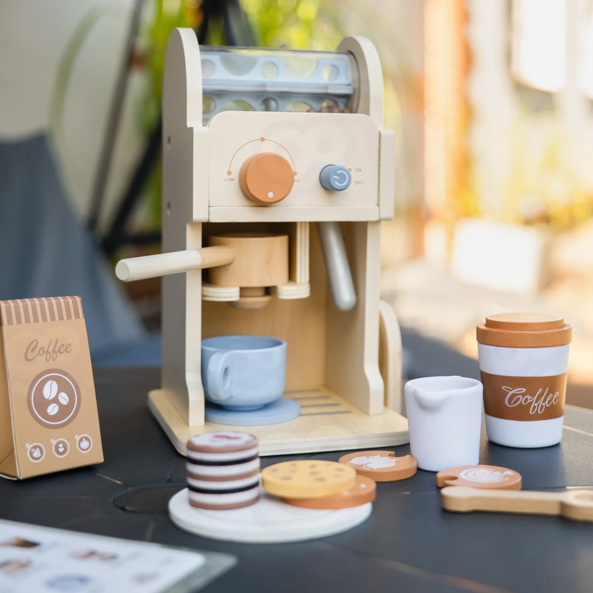 TOOKY TOY Drewniany Zestaw Do Kawy - Ekspres Baristy