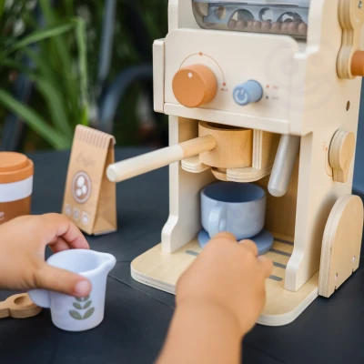 TOOKY TOY Drewniany Zestaw Do Kawy - Ekspres Baristy